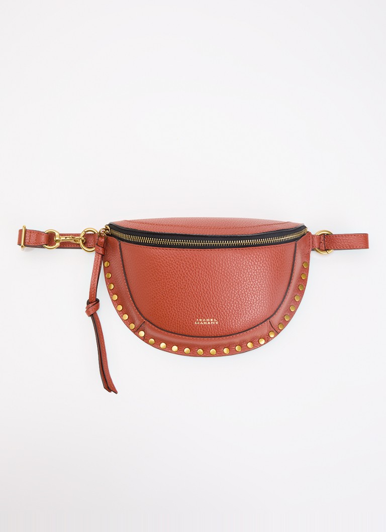 Isabel Marant Dames Skano heuptas van kalfssuède met studs in de kleur Steenrood, maat: 1SZ