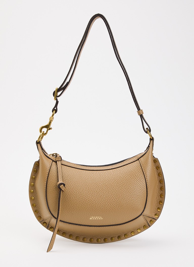 Isabel Marant Dames Oskan Moon schoudertas van leer met studs en verstelbare schouderriem in de kleur Beige, maat: 1SZ