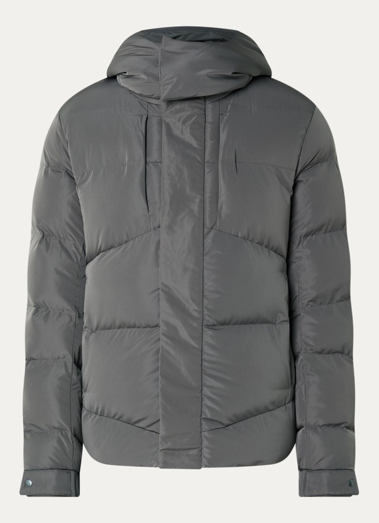 Krakatau Heren Aitken puffer jack met afneembare capuchon en donsvulling in de kleur Middengrijs, maat: XL