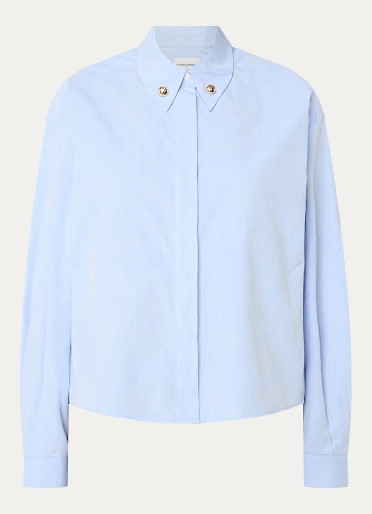 Claudie Pierlot Dames Clemence blouse van katoen in de kleur Lichtblauw