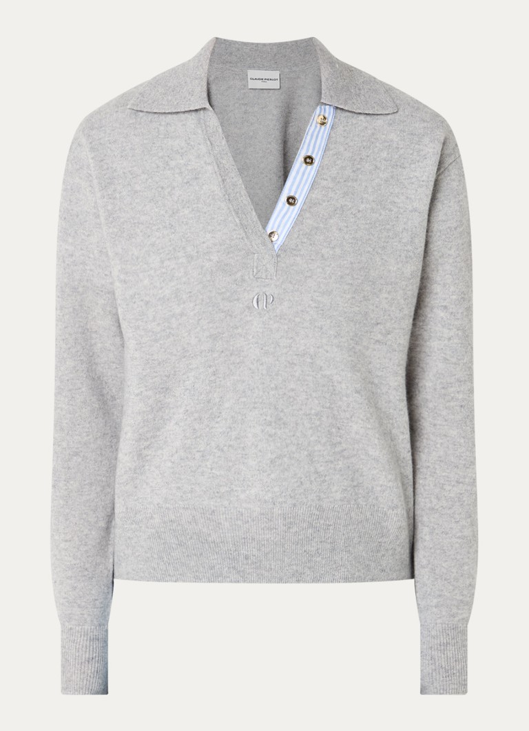 Claudie Pierlot Dames Maloute fijngebreide pullover in kasjmierblend in de kleur Grijsmele
