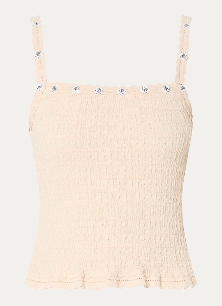 Claudie Pierlot Dames Melody top met structuur en pailletten in de kleur Creme