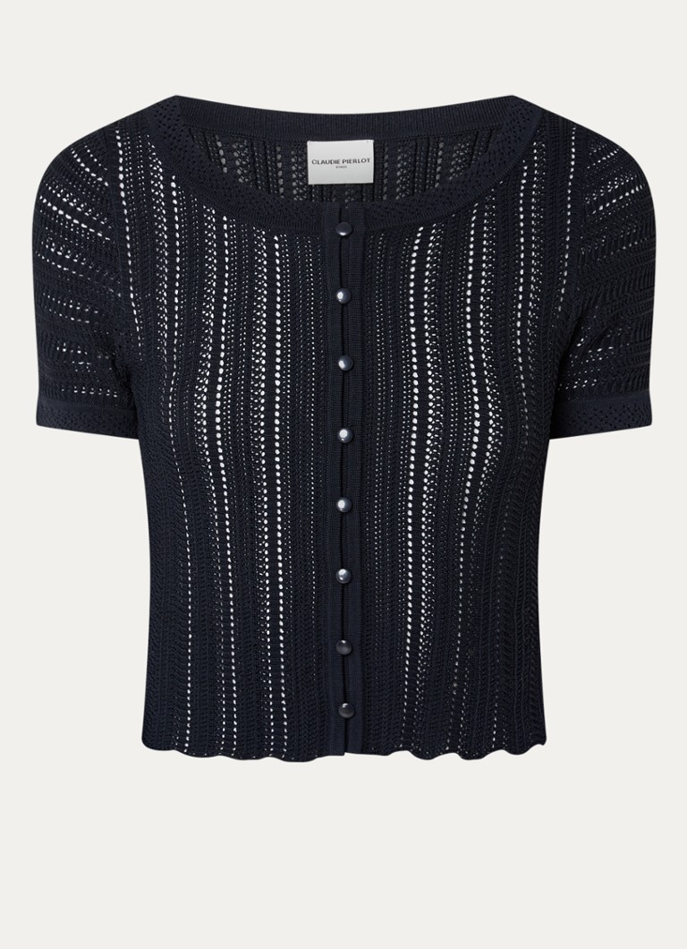 Claudie Pierlot Dames Semi-transparante top met structuur in de kleur Blauw
