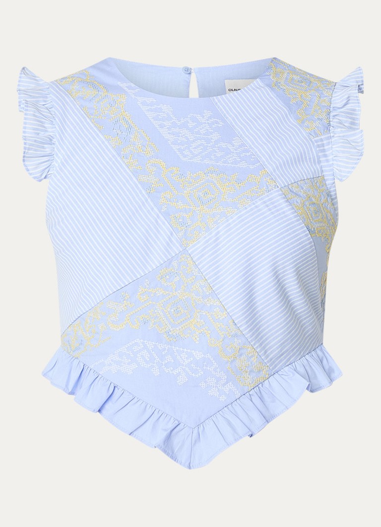 Claudie Pierlot Dames Top met asymmetrische zoom in de kleur Lichtblauw