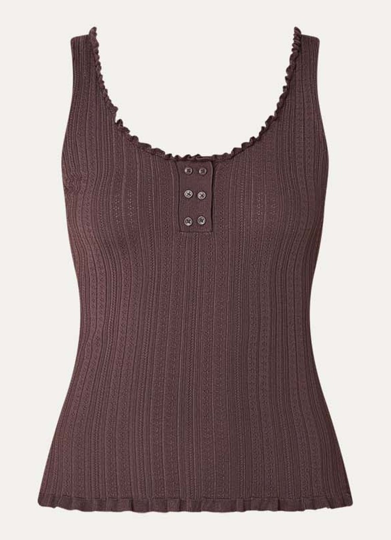Claudie Pierlot Dames Magnolia tanktop met ribstructuur in de kleur Bruin