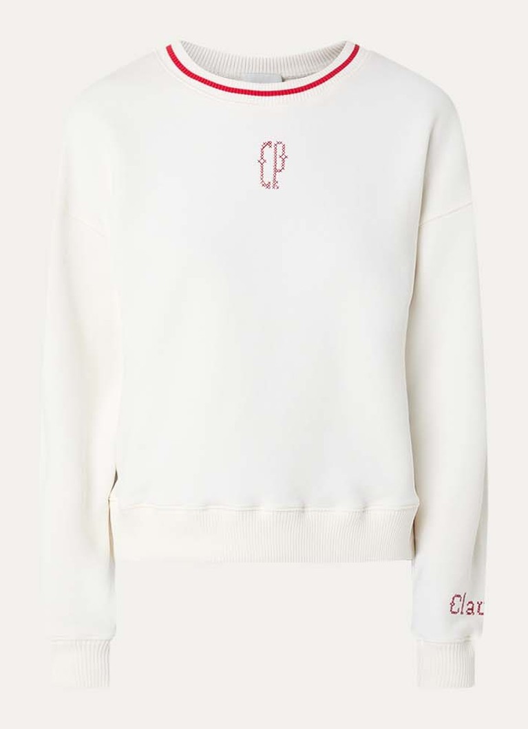 Claudie Pierlot Dames Tako sweater met logoborduring in de kleur Gebroken wit