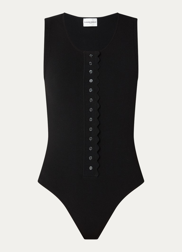 Claudie Pierlot Dames Body top met ronde hals in de kleur Zwart