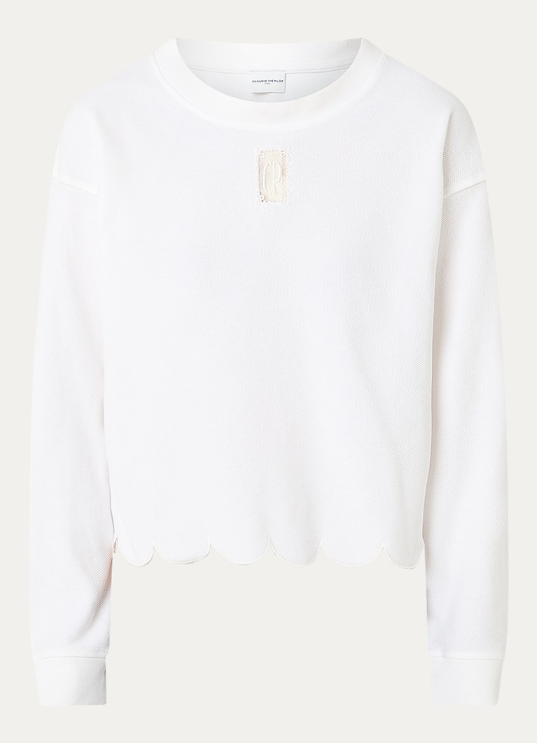 Claudie Pierlot Dames Talyna fijngebreide trui met logoborduring in de kleur Wit