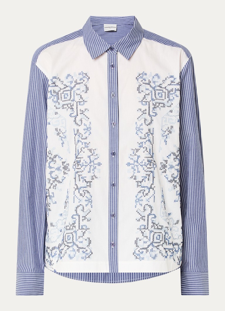 Claudie Pierlot Dames Clarina blouse met borduring in de kleur Blauw