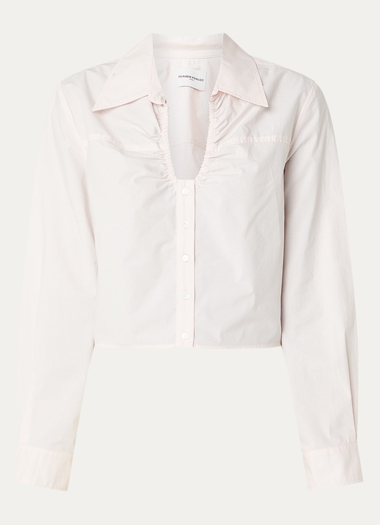 Claudie Pierlot Dames Cropped blouse met V-hals in de kleur Lichtroze