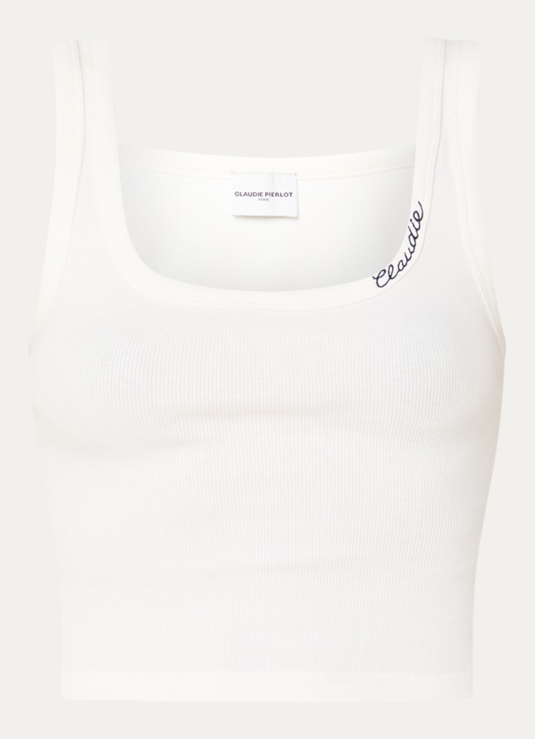 Claudie Pierlot Dames Tanktop met logo in de kleur Gebroken wit