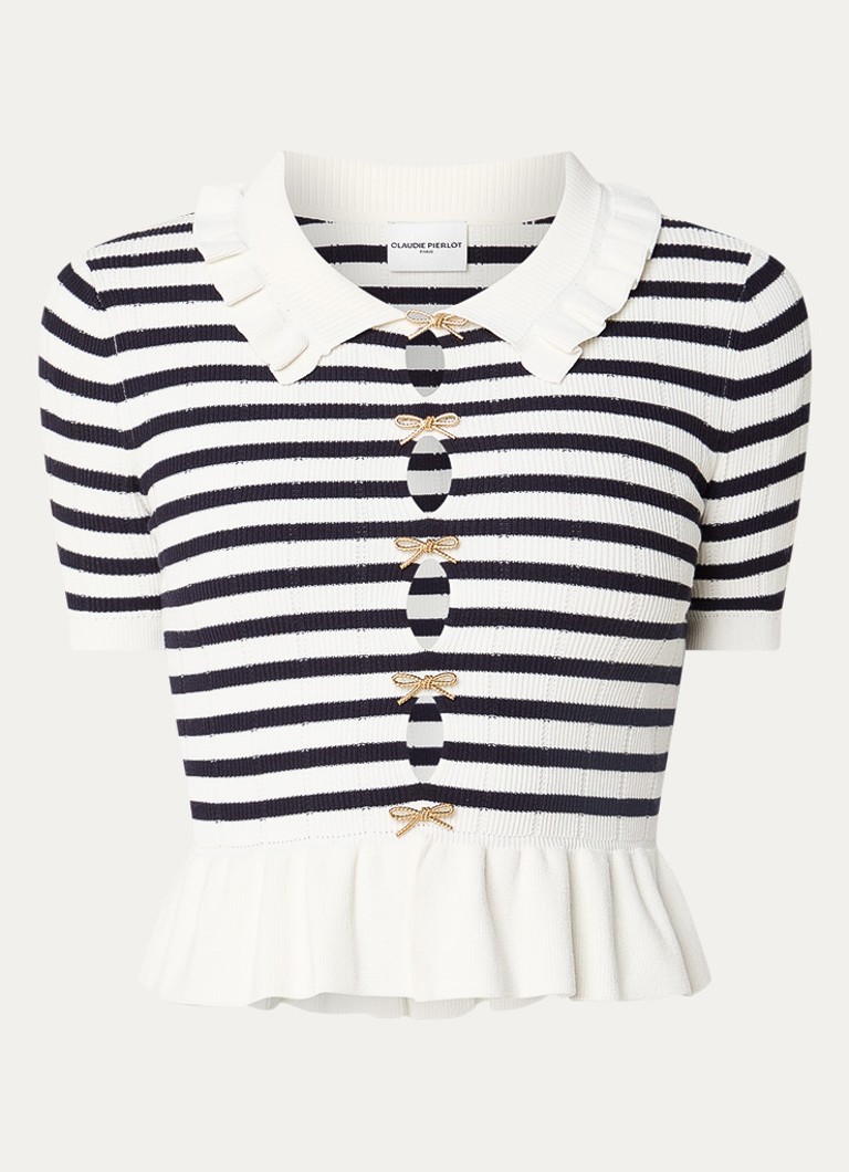 Claudie Pierlot Dames Fijngebreide top met cut-out detail in de kleur Wit