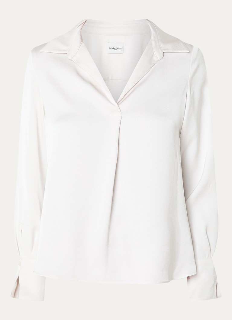 Claudie Pierlot Dames Tuniek van satijn met V-hals in de kleur Creme