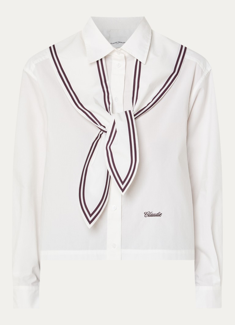 Claudie Pierlot Dames Blouse met sjaalkraag in de kleur Gebroken wit