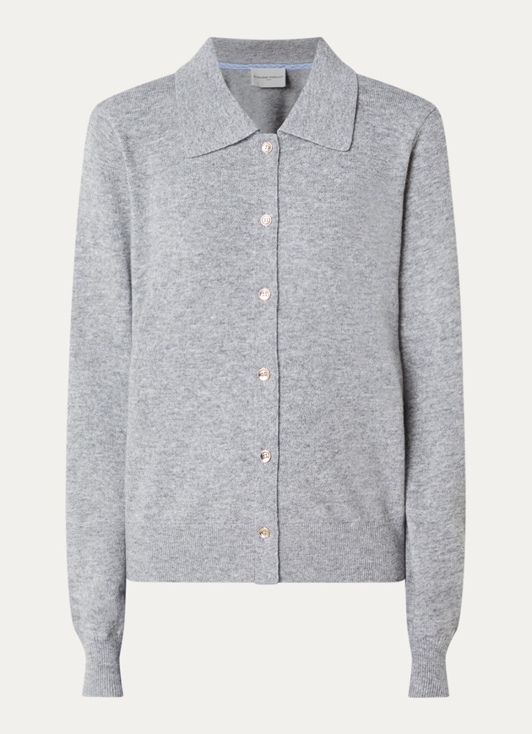 Claudie Pierlot Dames Fijngebreid vest van wol met gemêleerd dessin in de kleur Grijsmele