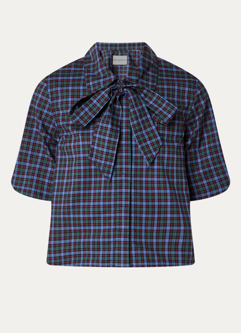 Claudie Pierlot Dames Multico blouse met ruitdessin in de kleur Royalblauw