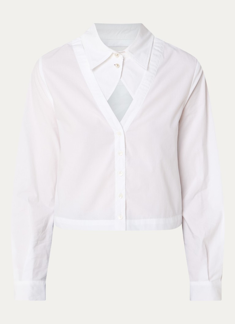 Claudie Pierlot Dames Blouse met cut-out detail en imitatieparels in de kleur Wit