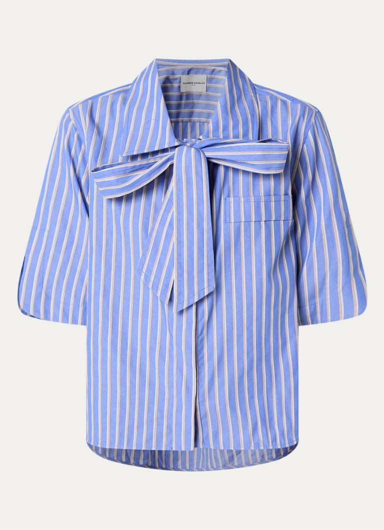 Claudie Pierlot Dames Blouse met streepprint en sjaalkraag in de kleur Blauw
