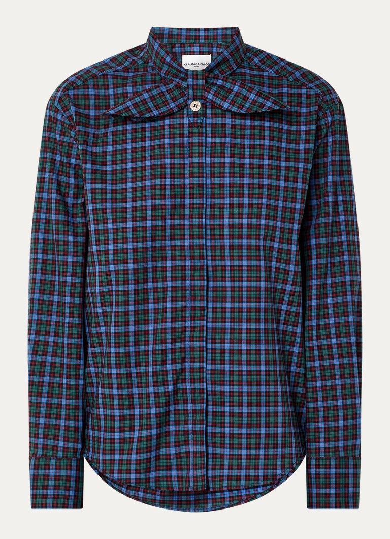 Claudie Pierlot Dames Blouse met ruitdessin en sjaalkraag in de kleur Groen