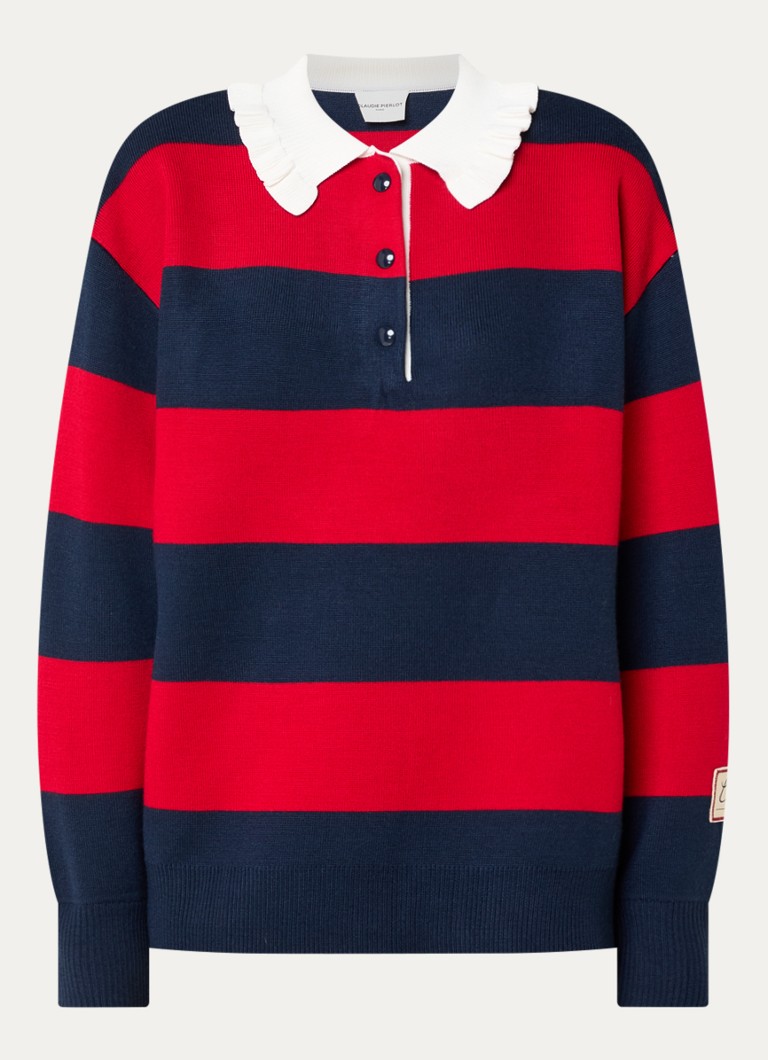 Claudie Pierlot Dames Polo met streepprint in de kleur Rood
