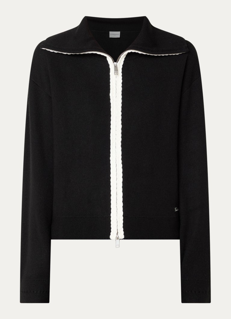 Claudie Pierlot Dames Fijngebreid vest in wolblend met logoborduring in de kleur Zwart