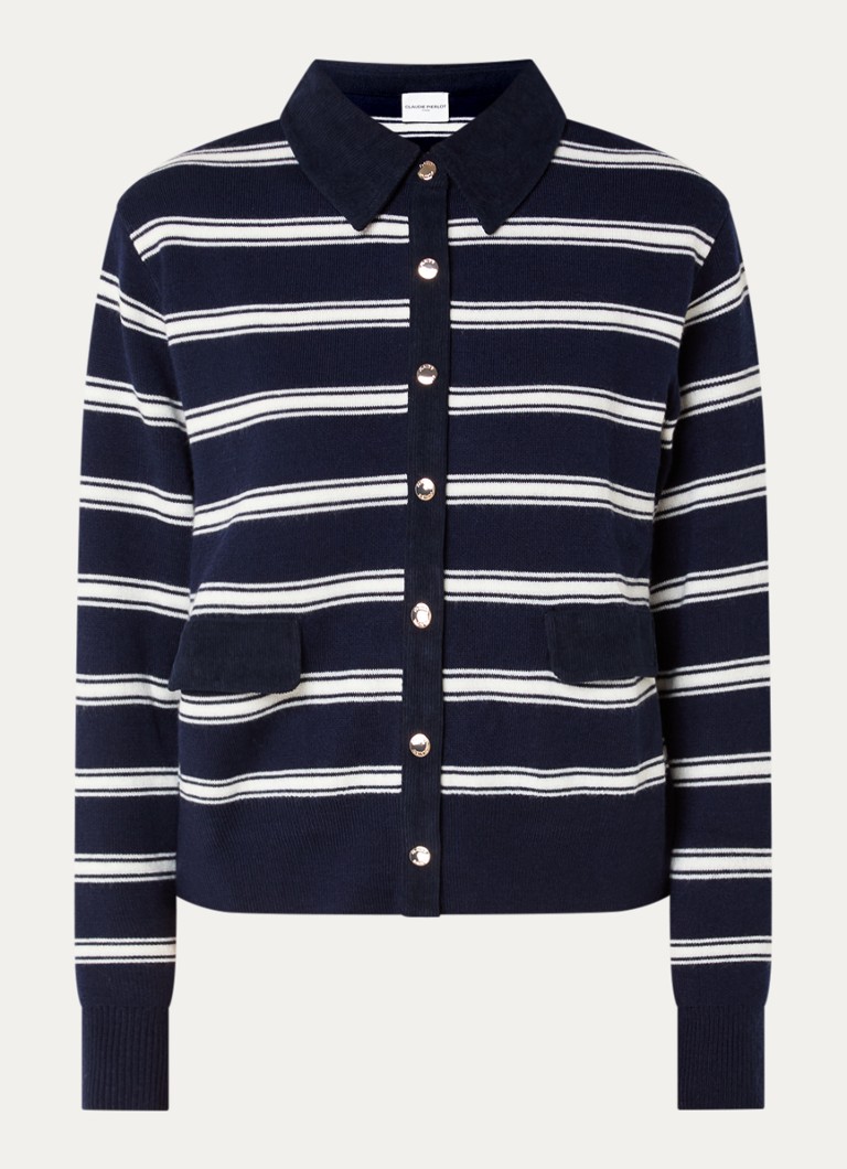 Claudie Pierlot Dames Fijngebreid vest met streepprint in de kleur Wit