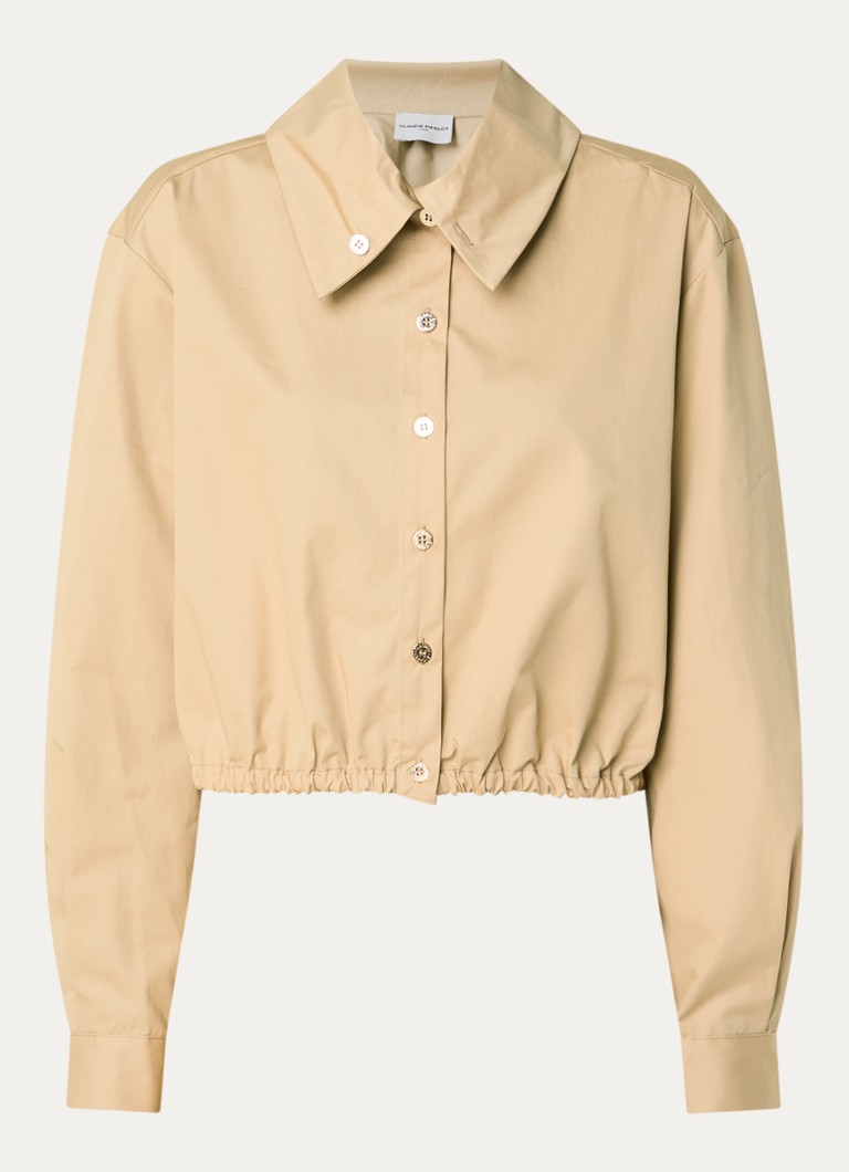 Claudie Pierlot Dames Cropped blouse met elastische band in de kleur Camel