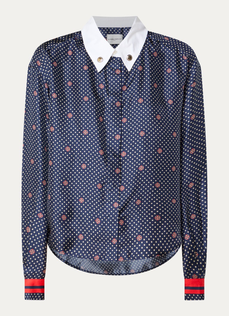 Claudie Pierlot Dames Blouse van zijde met print in de kleur Blauw