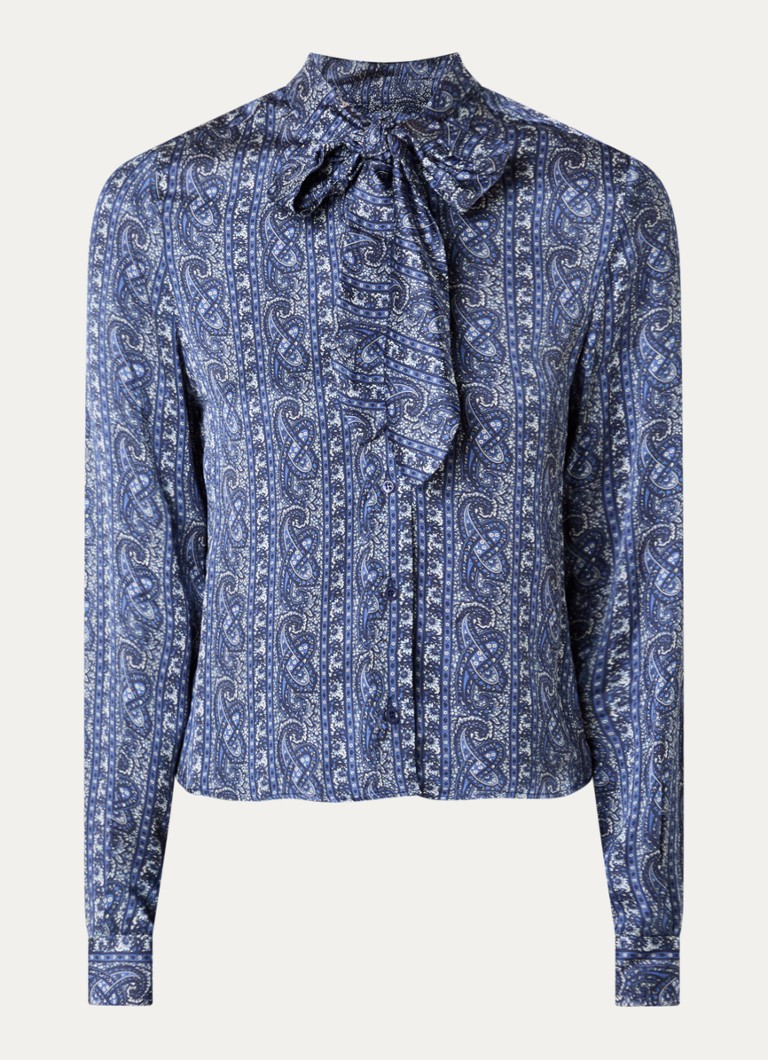 Claudie Pierlot Dames Blouse met sjaalkraag en print in de kleur Royalblauw