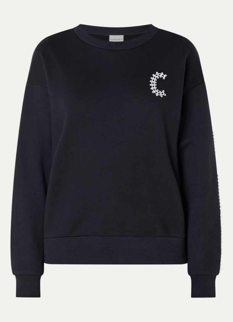 Claudie Pierlot Dames Sweater met borduring in de kleur Donkerblauw