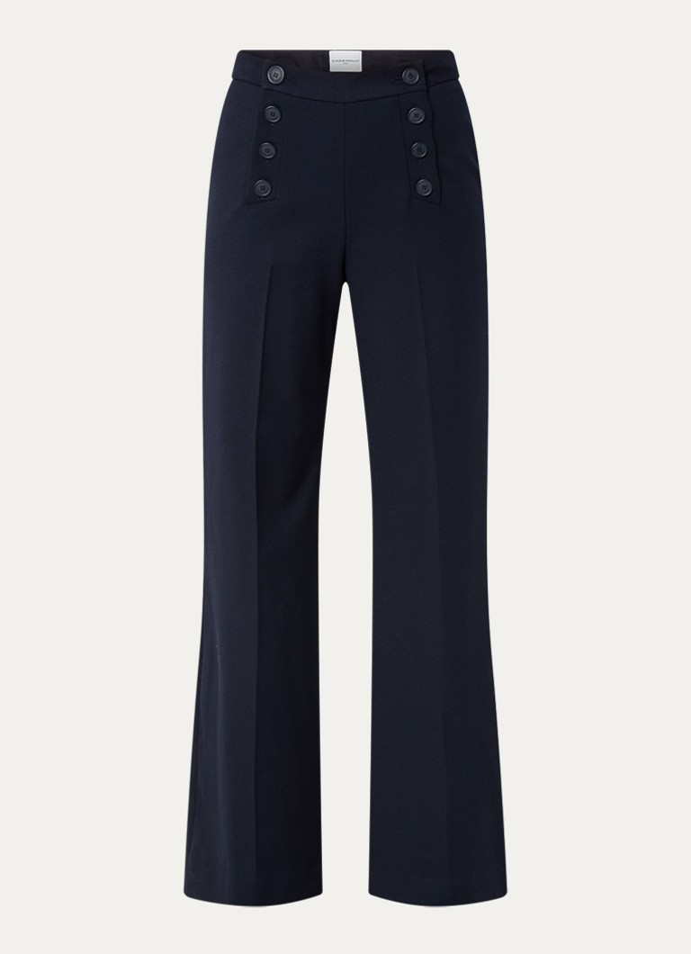 Claudie Pierlot Dames Paulie high waist wide fit pantalon met persplooi in de kleur Donkerblauw