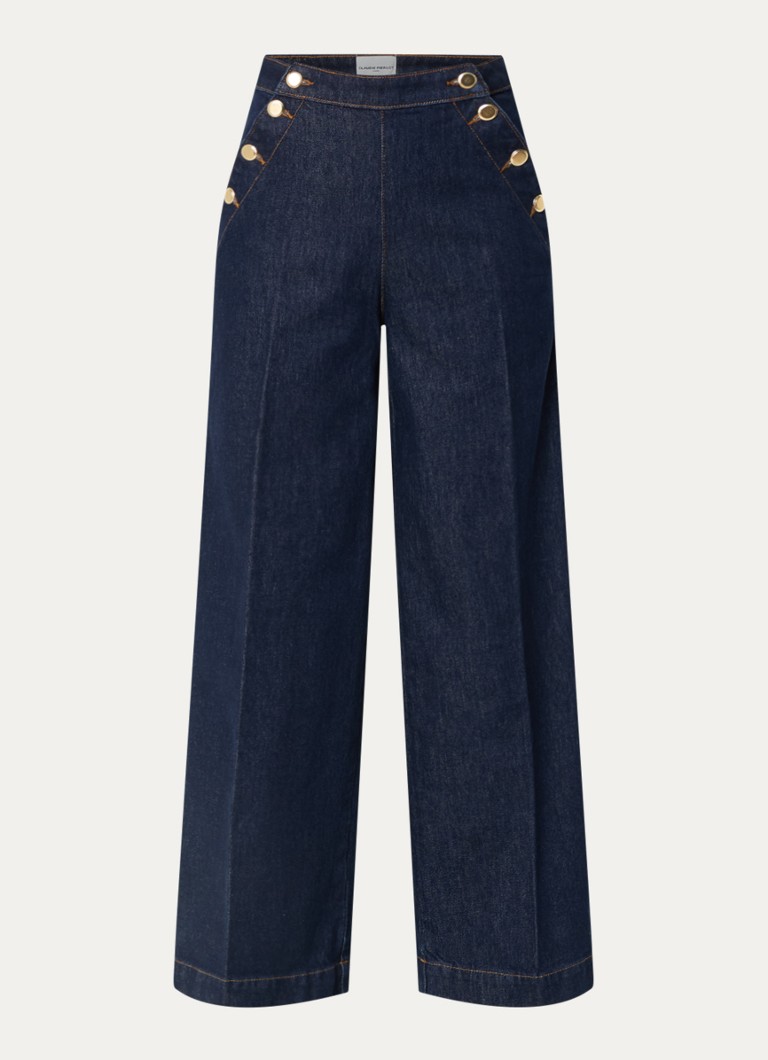 Claudie Pierlot Dames Jeanpascal high waist straight leg jeans met donkere wassing in de kleur Indigo