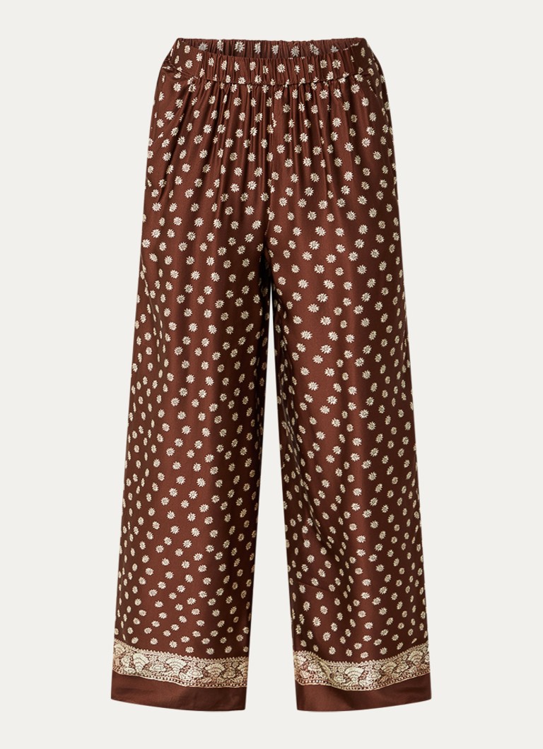 Claudie Pierlot Dames High waist wide fit pantalon met bloemenprint in de kleur Bruin
