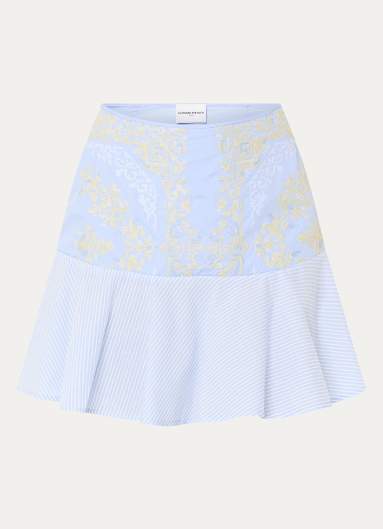Claudie Pierlot Dames Mini rok met borduring in de kleur Lichtblauw