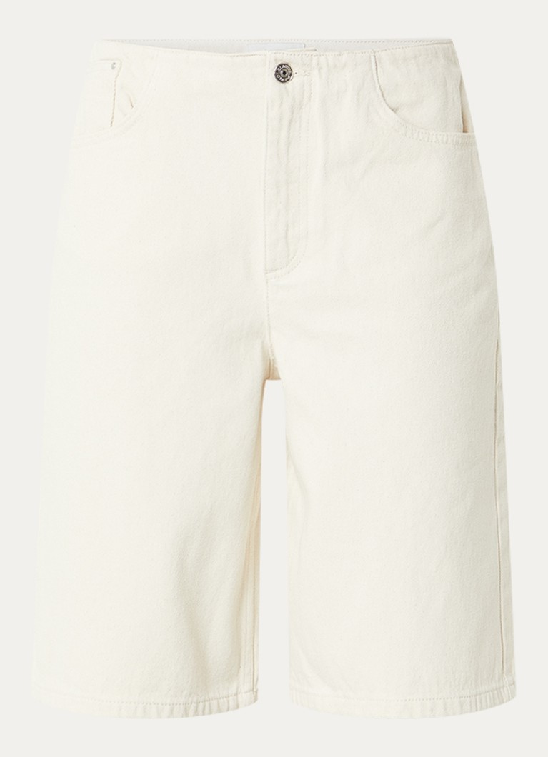 Claudie Pierlot Dames High waist wide fit korte broek met steekzakken in de kleur Creme