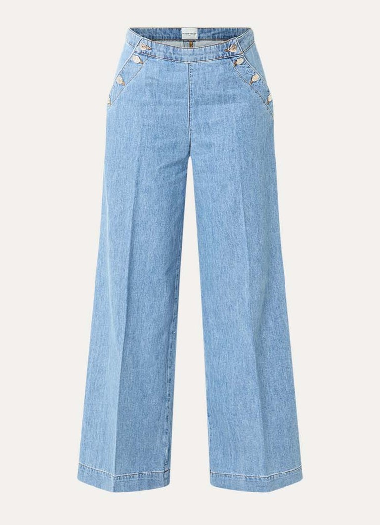 Claudie Pierlot Dames High waist wide leg jeans met lichte wassing in de kleur Lichtblauw