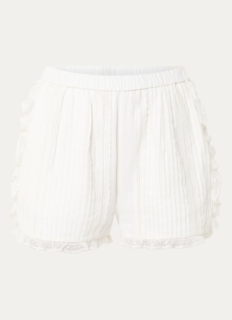 Claudie Pierlot Dames Loose fit korte broek met broderie in de kleur Gebroken wit