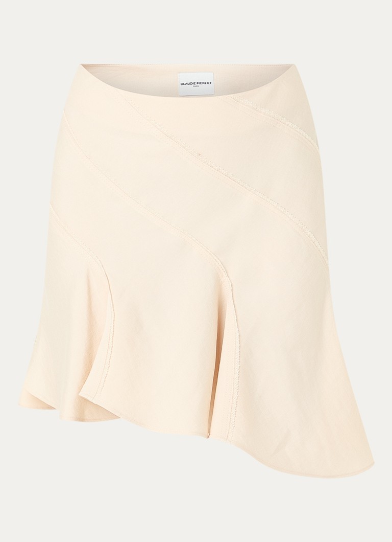 Claudie Pierlot Dames Sky asymmetrische rok met details van kant in de kleur Vanillegeel