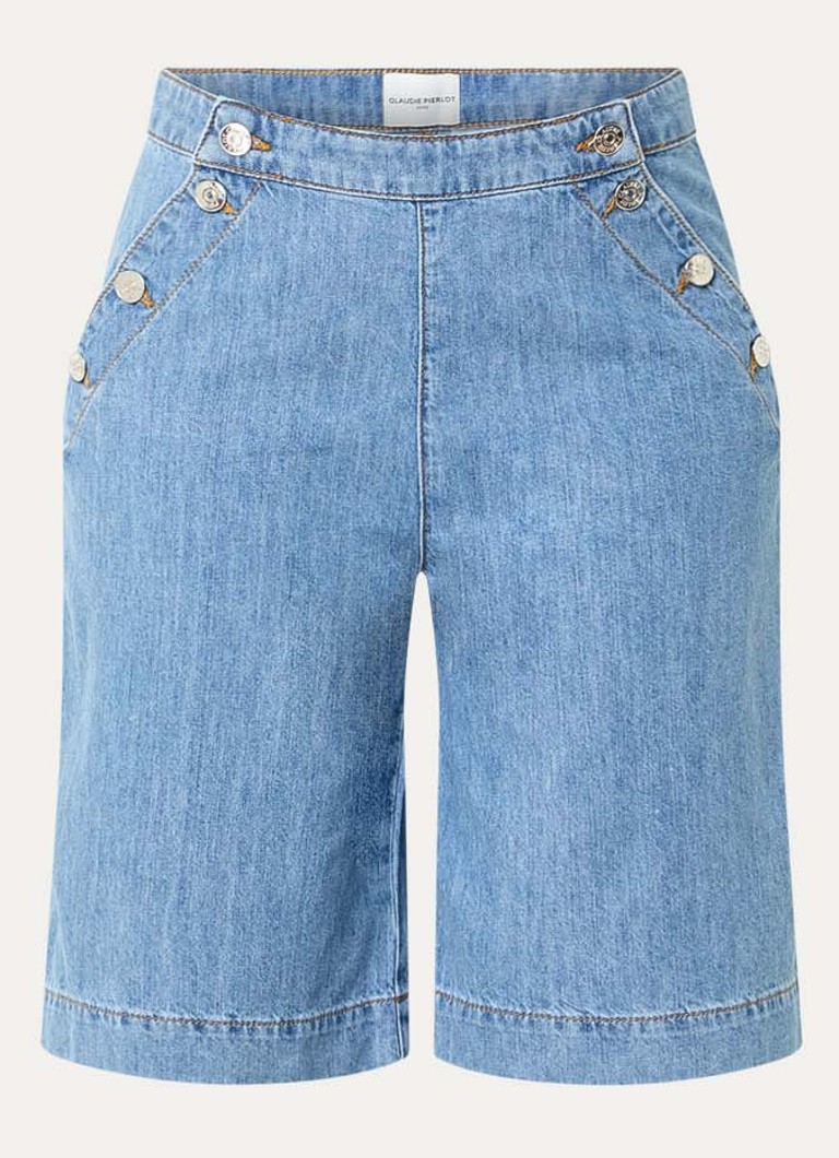Claudie Pierlot Dames High waist wide fit korte broek van denim in de kleur Lichtblauw