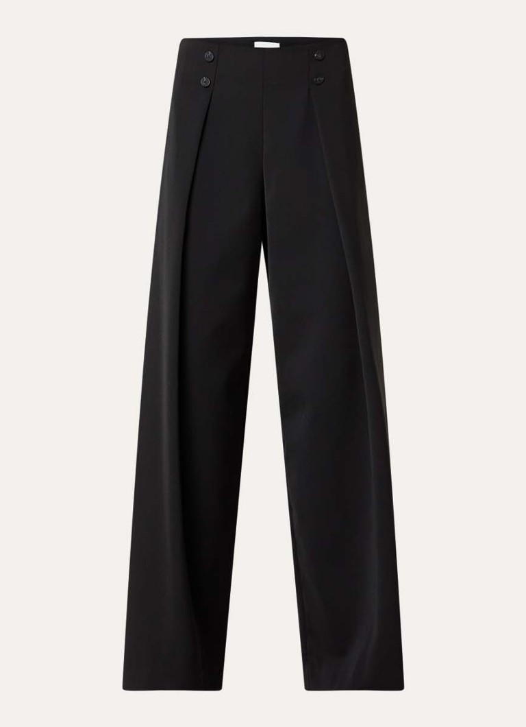 Claudie Pierlot Dames Pelia high waist wide fit pantalon met steekzakken in de kleur Zwart
