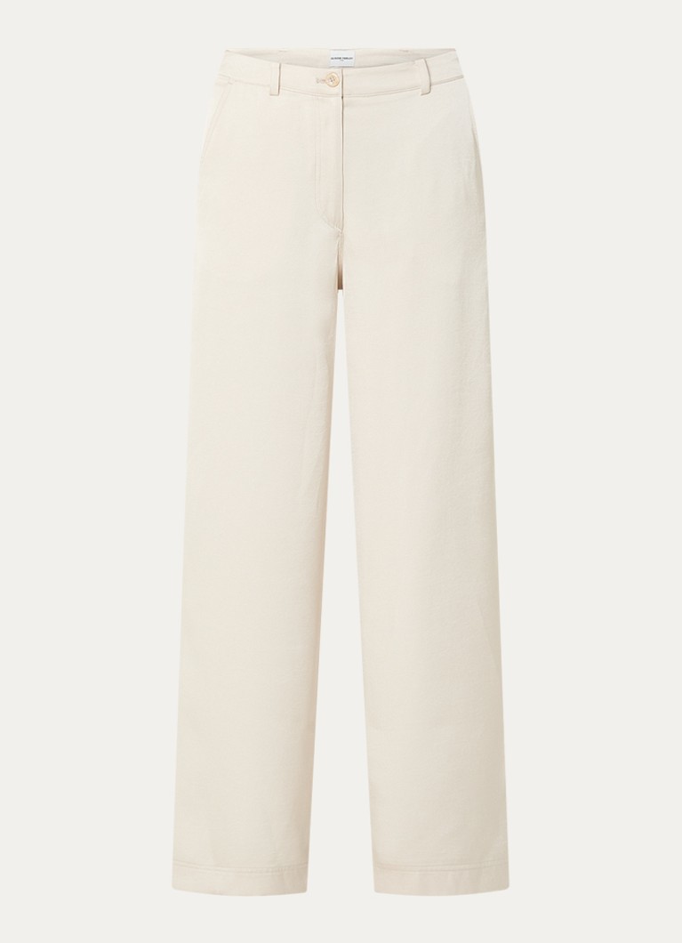 Claudie Pierlot Dames Ponniebis high waist straight fit pantalon met steekzakken in de kleur Creme