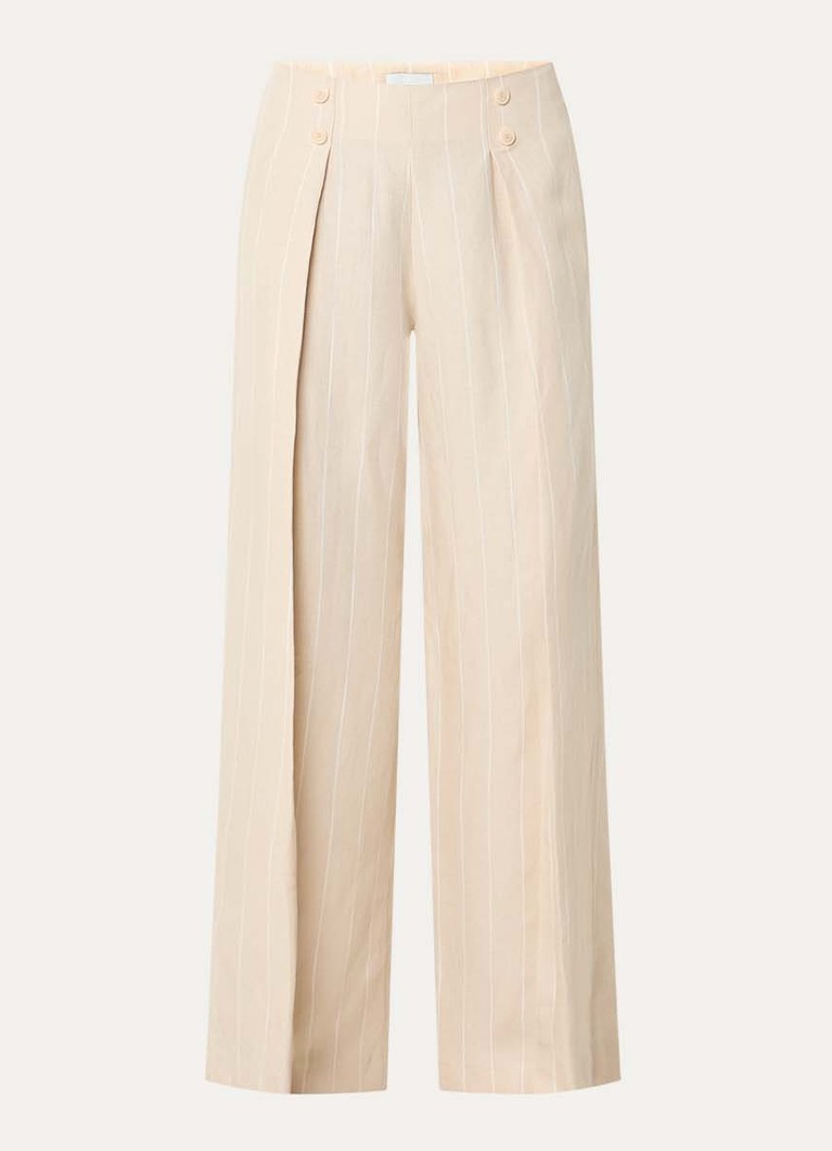 Claudie Pierlot Dames Pelliarayee high waist wide fit pantalon met steekzakken in de kleur Creme