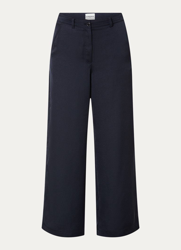 Claudie Pierlot Dames High waist straight leg pantalon met steekzakken in de kleur Donkerblauw