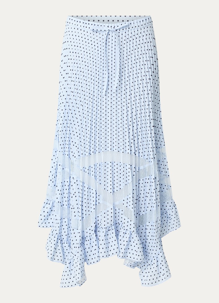Claudie Pierlot Dames Midi plooirok met stippenprint in de kleur Lichtblauw