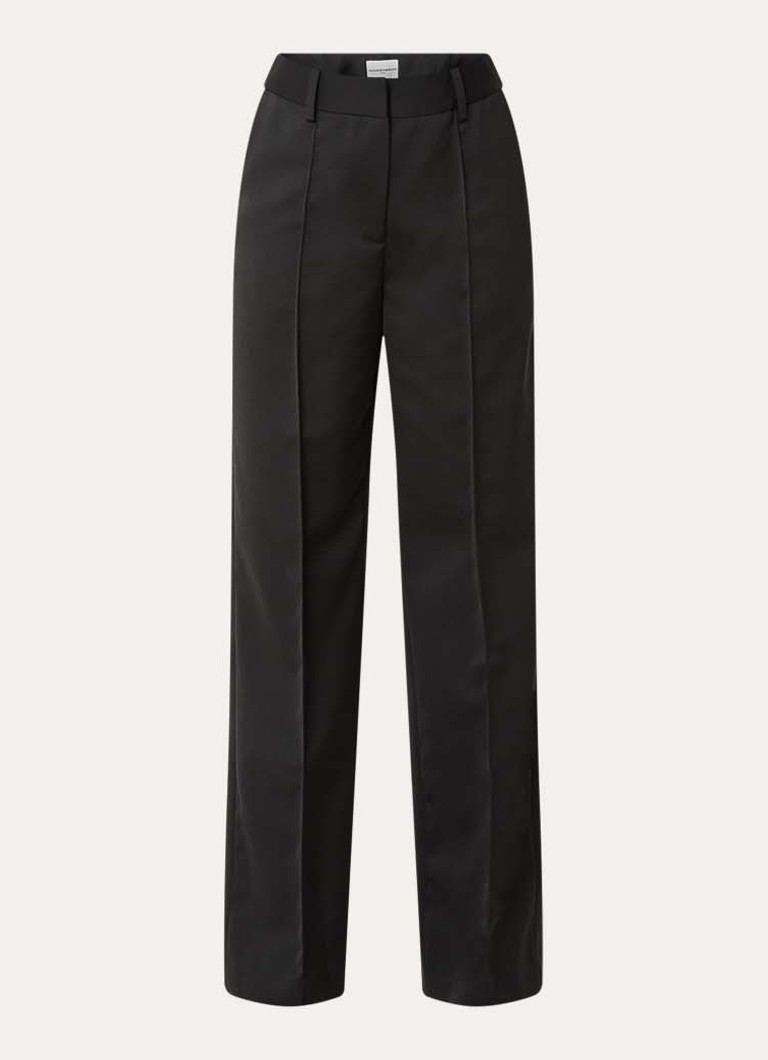 Claudie Pierlot Dames High waist wide fit pantalon in wolblend in de kleur Zwart