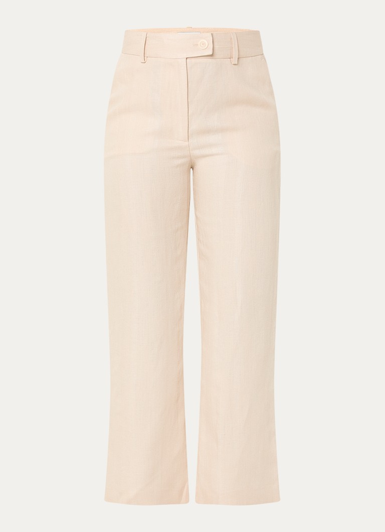 Claudie Pierlot Dames Passila pantalon in linnenblend met steekzakken in de kleur Creme