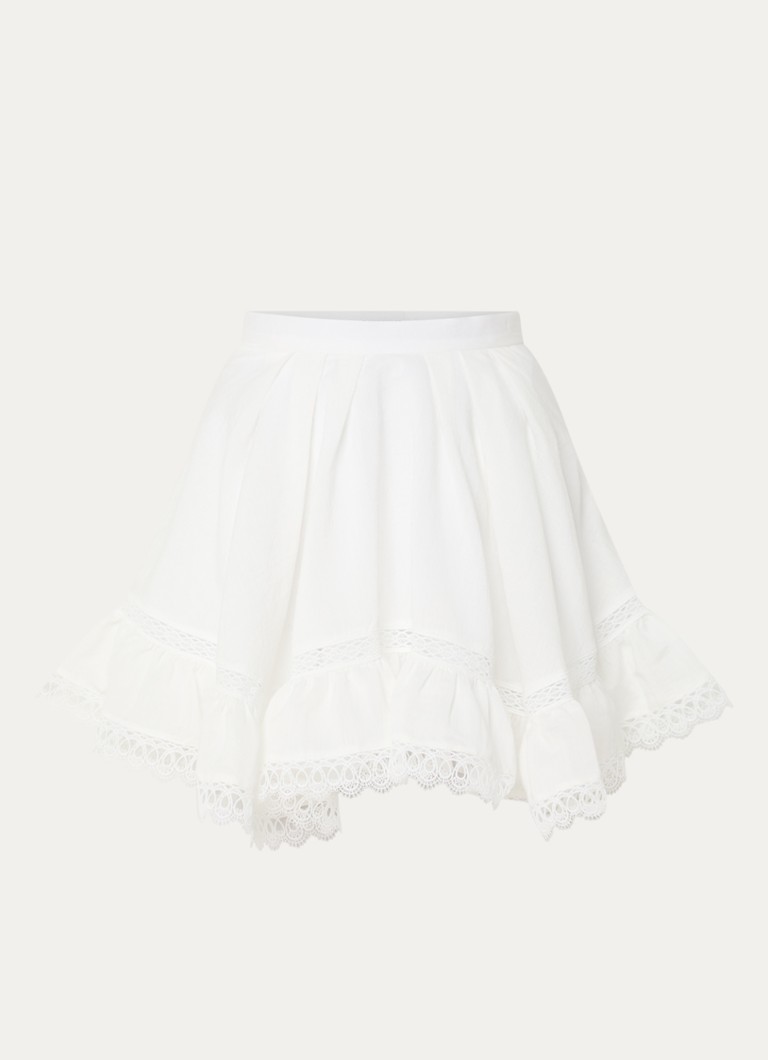 Claudie Pierlot Dames Suzie minirok met broderie in de kleur Gebroken wit