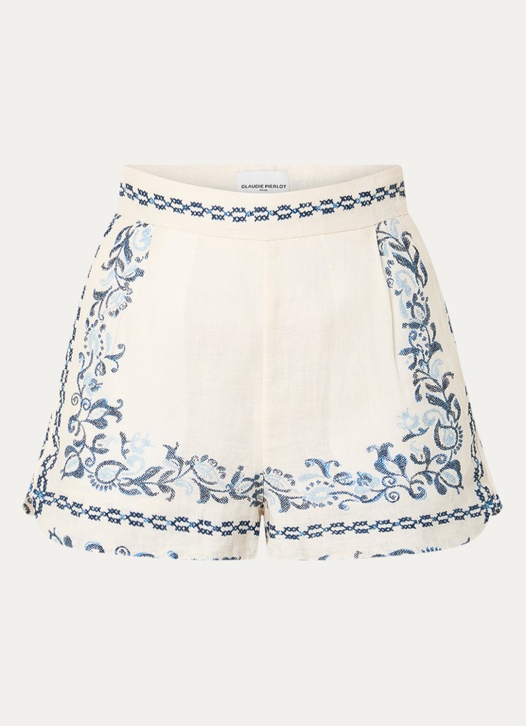 Claudie Pierlot Dames Low waist straight fit korte broek met steekzakken in de kleur Ivoor