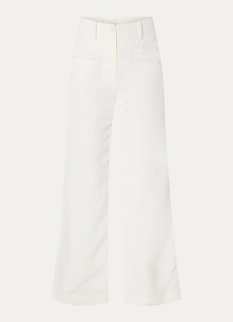 Claudie Pierlot Dames Paloma high waist straight fit pantalon met steekzakken in de kleur Gebroken wit