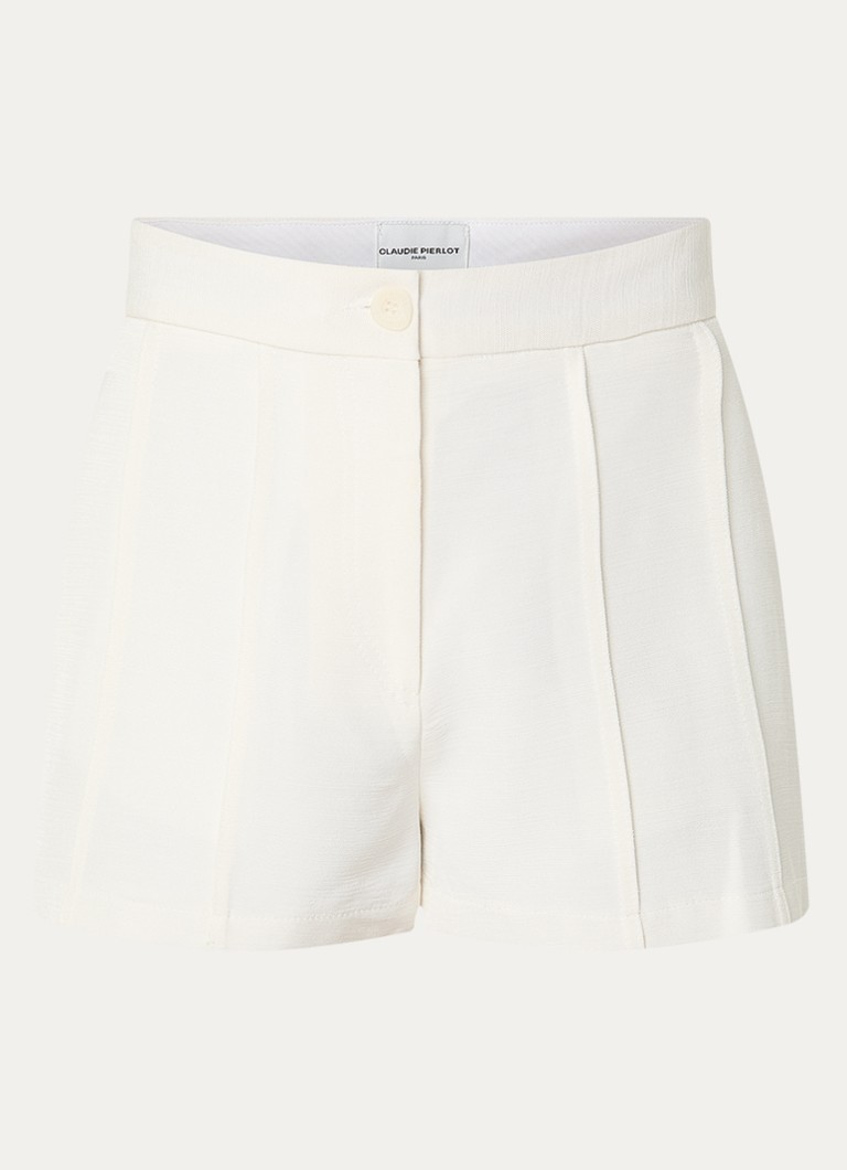 Claudie Pierlot Dames Ellosbis high waist straight fit korte broek met steekzakken in de kleur Gebroken wit